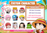 draw chibi twitch emotes, sub badges, vtuber animated emotes
